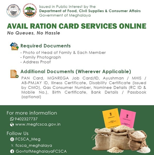 Meghalaya Ration Card Documents Required