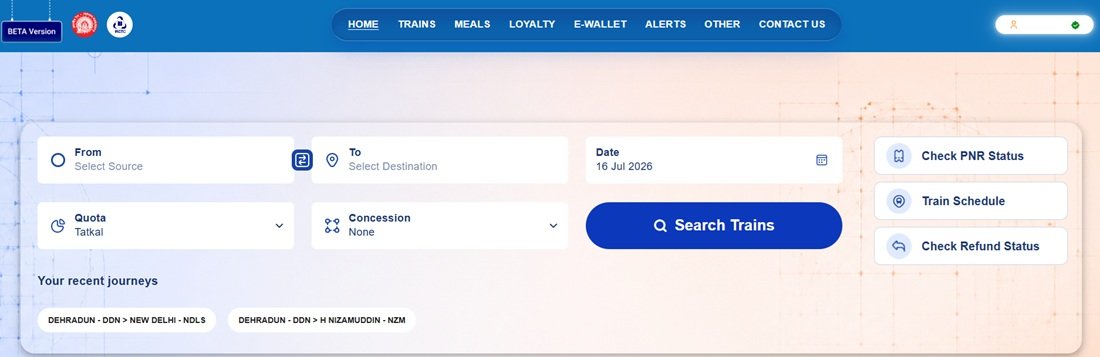 IRCTC New Website